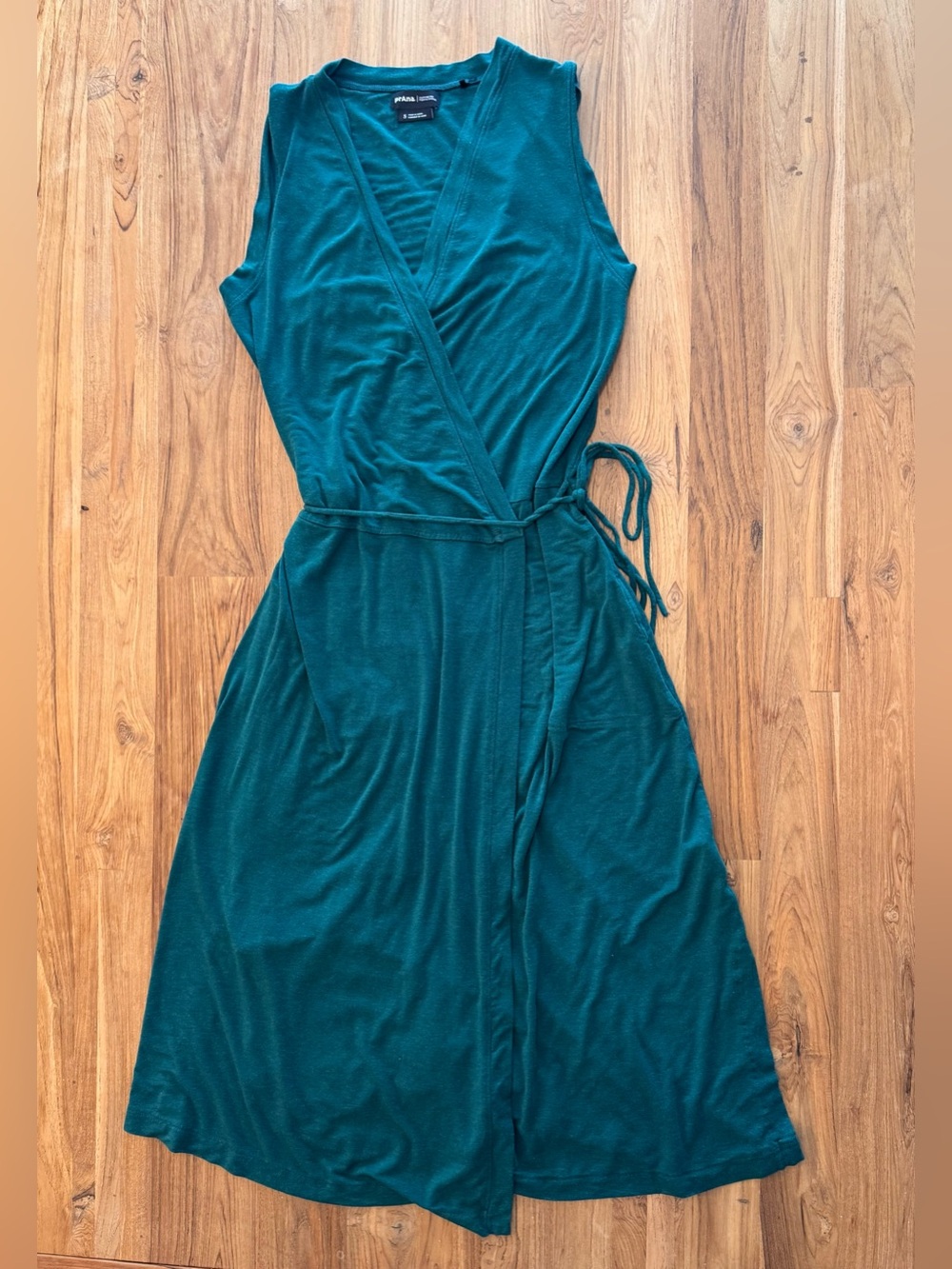 Prana Wrap Dress Women’s Small Blue Green Tank Midi Dress